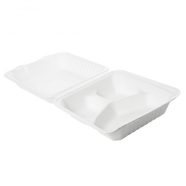 Bagasse Menübox 3-geteilt ecoecho® 200Stück