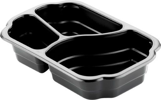PP Schale Take-Away 250 x 159 x 48 mm Schwarz 3-Teilung