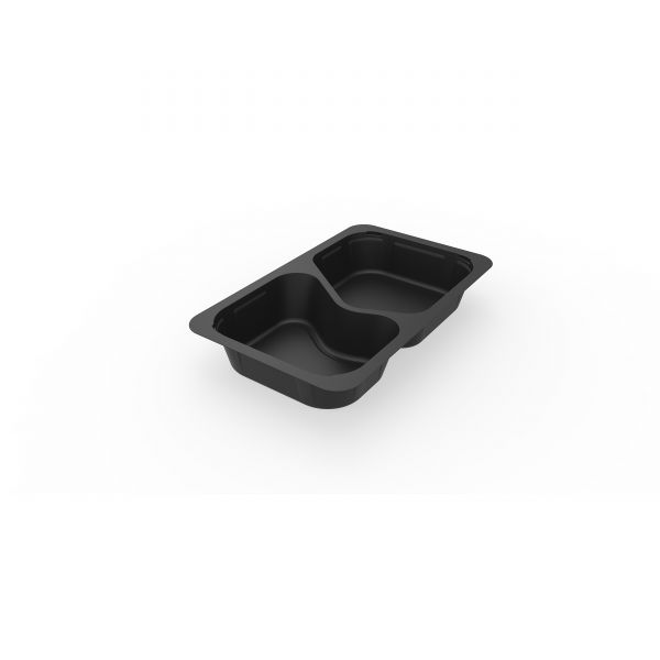 PP Menüschale/Siegelschale 1/4 GN 2-geteilt 265x162x40 in mm